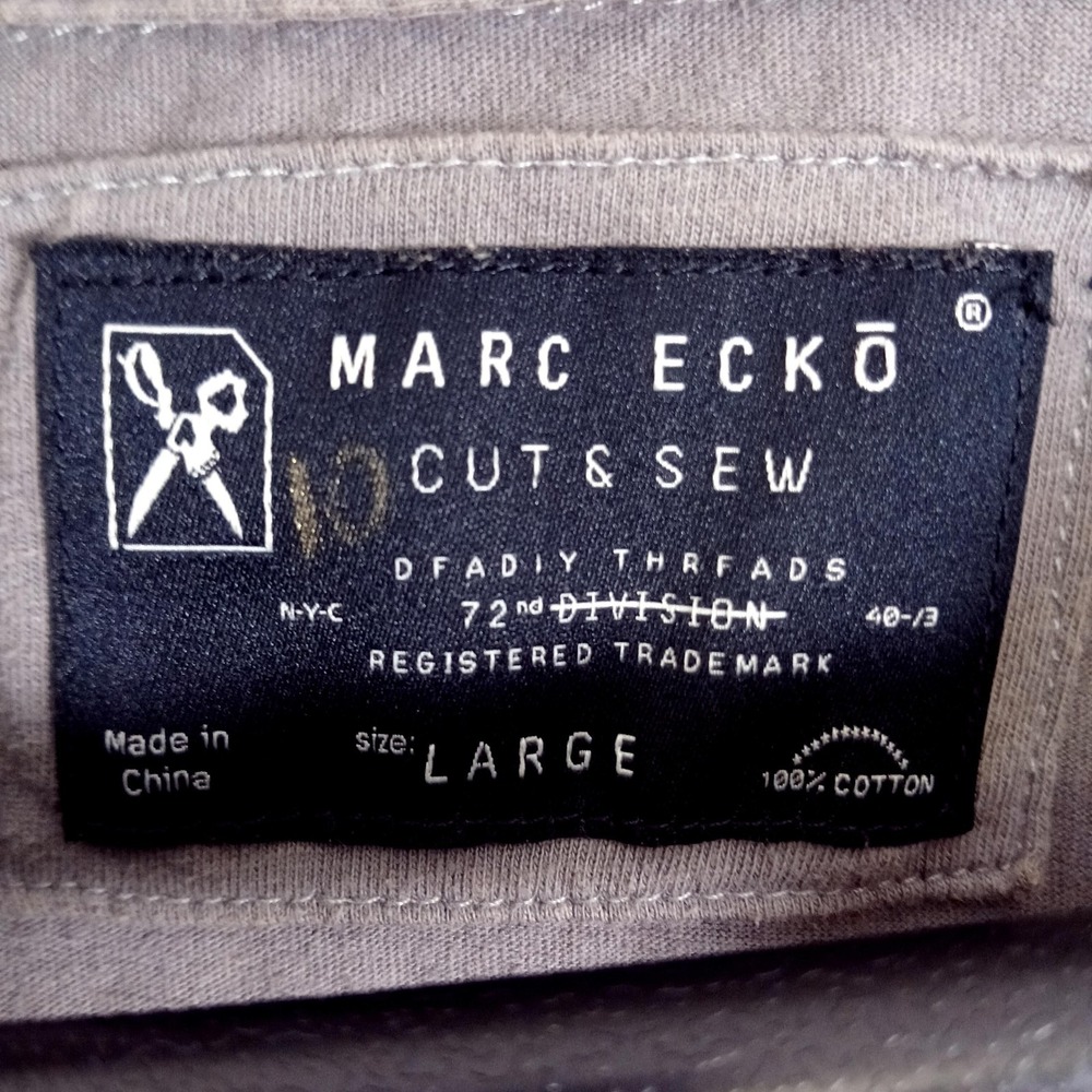 Marc Ecko Cut & Sew‎ Polo Shirt Mens Large Gray Striped Pocket Cotton Casual - Picture 8 of 9
